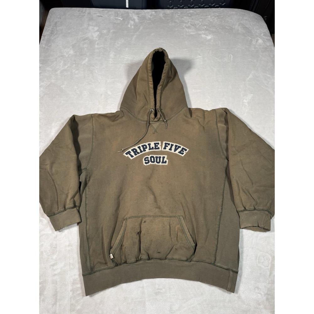Vintage 90s Triple Five Soul Sweatshirt Hoodie (Fit XL) Green Faded Distressed